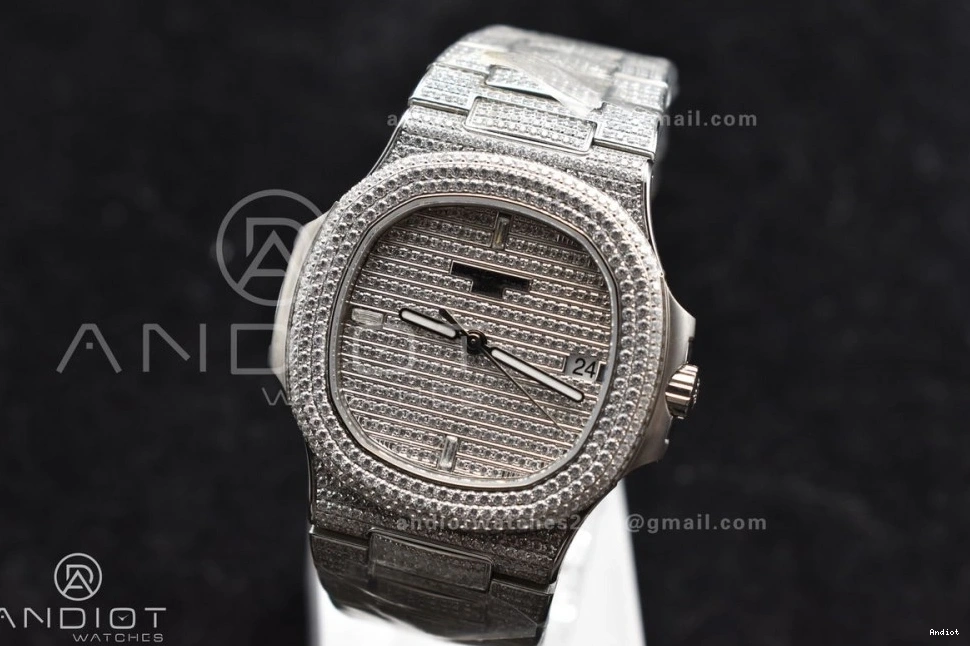 Full 5711 SS A324 Bezel Nautilus Dial Diamonds on TWF Diamonds Bracelet & 0328